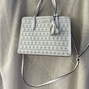 Kate Spade Light Gray Floral Cutout Shoulder Bag
